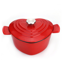 cast iron unique enamel heart shape soup pot casserole